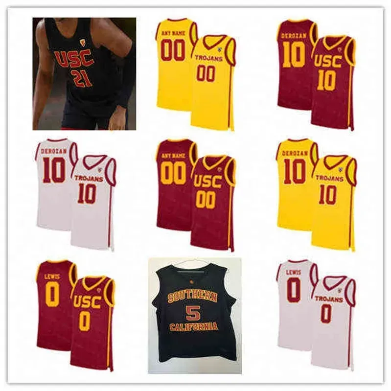 AANGEPASTE Wskt College draagt DeMar DeRozan USC Trojans basketbaltrui Mobley Boogie Ellis Chevez Goodwin Drew Peterson Max Agbonkpolo Joshua