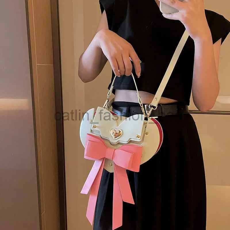 Cross Body Lolita Earth Messenger Bags Women's Cute Soulder Bags Love Sape Bow Women's Cross Body Bag Ribbon Design Japanese Stylecatlin_fashion_bags