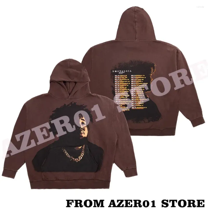 Herrtröjor Rod Wave Nostalgia Overized Brown Tour Merch Winter Men/Women Hooded Sweet Streetwear Longsleeve Logo Sweatshirt