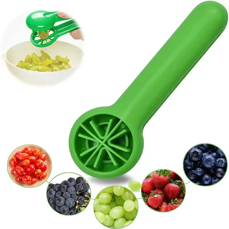 Fruit Groente Gereedschap Druif Tomaat Kers Aardbeiensnijder Groen Multifunctioneel En Geen Mes Creatieve Kinderbenodigdheden 231023