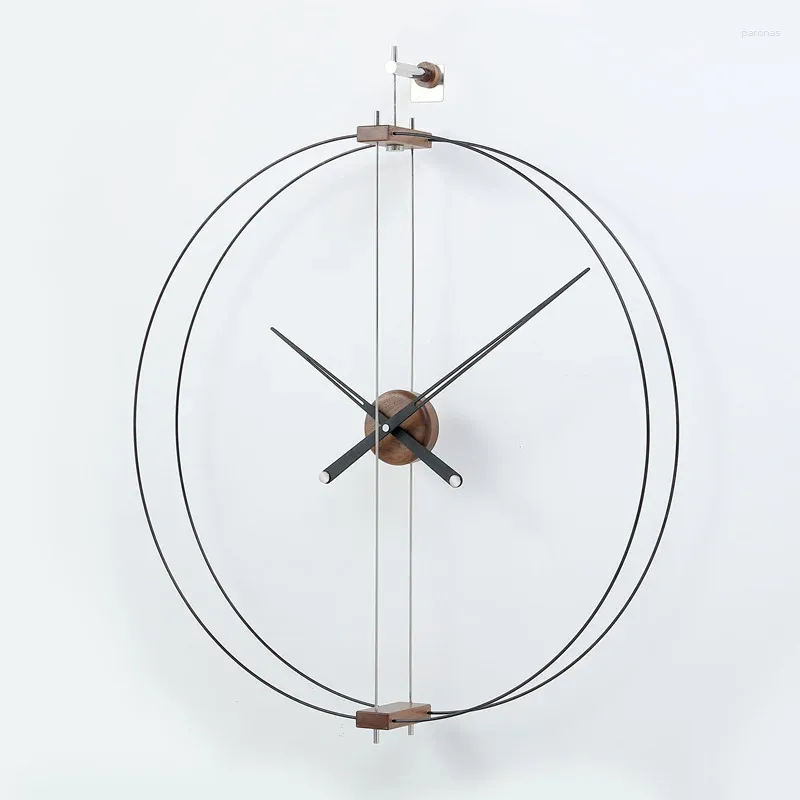 Wandklokken Grote Spanje Luxe Klok Metalen 3d Clcoks Home Decor Walnoot Woonkamer Vintage Horloge Moderne Decorarion ZY50GZ