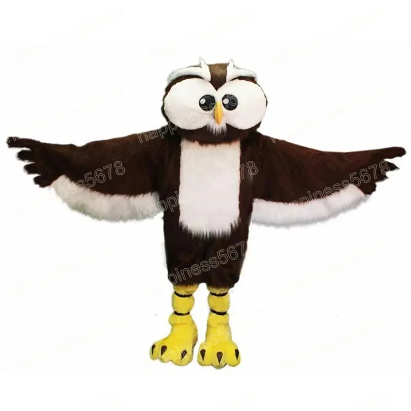 Alta qualidade marrom coruja mascote traje carnaval unisex roupa adultos tamanho natal festa de aniversário ao ar livre vestir-se adereços promocionais