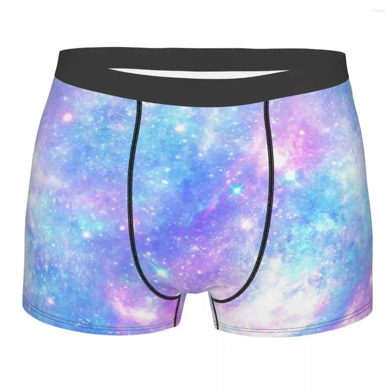 Cuecas masculinas roupa interior rosa azul mágico galáxia estrela impressão homens boxer shorts elástico calcinha masculina