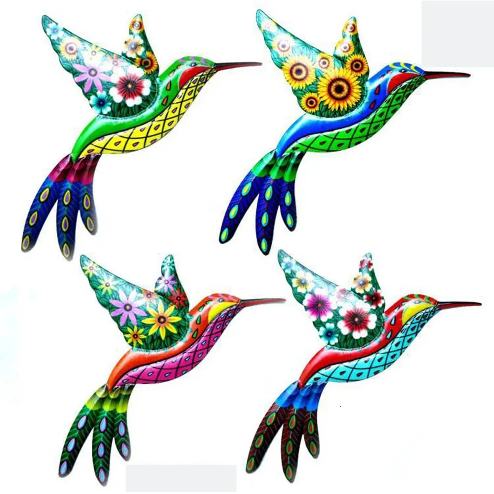 Garden Decorations Metal Hummingbird Bird Wall Artwork Garden Exterior Decoration Living Room Art Crafts Ornament Indoor Outdoor Color Hanging Bird 231023