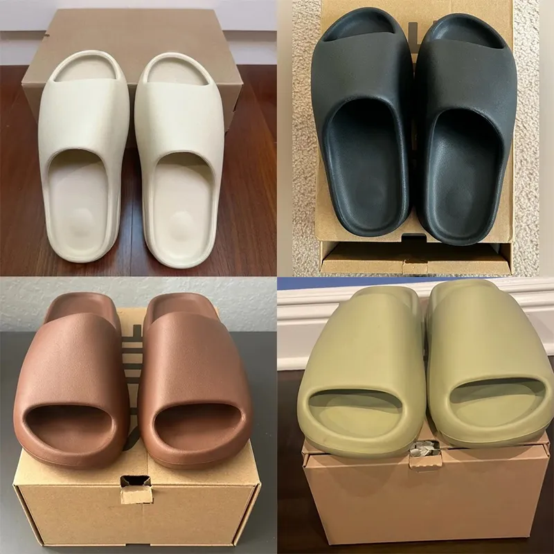 Met Box Slippers Sandalen Slides Heren Dames Puur Blauw Oranje Groen Zand Zwart Restock Bone White Onyx Slide Sandalen Big Size US 13 14 15