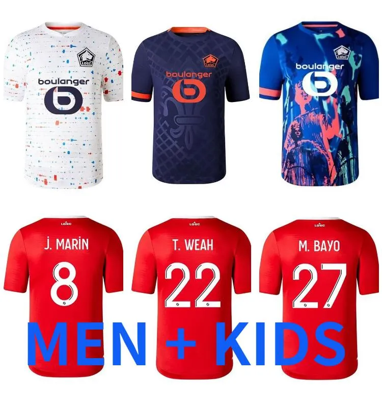 2023 2024 LOSC LILLE 축구 유니폼 David Fonte Burak Bamba Yazici Football Shirts 23 24 Jikone R.Sanches T.Weah L.ARAUJO MAILLOTS 성인 키트 팬 버전