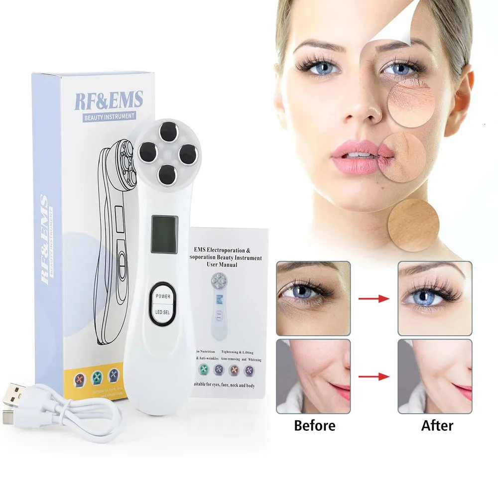 Rengöringsverktygstillbehör RF Importera EMS Micro Current Radio Frequency Color Light Skin Rejuvenation IPL Lift Firming Anti-Aging Wrinkle Acne Ta bort 231020