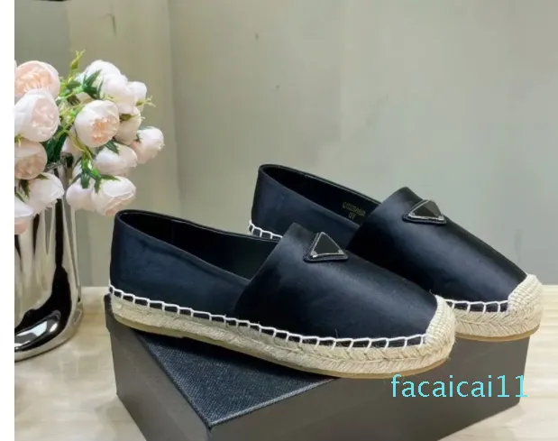 Design Plaque Satin slip on Espadrilles shoes Sole spring Silk flats loafers hand made for women casual lounge factory footwear