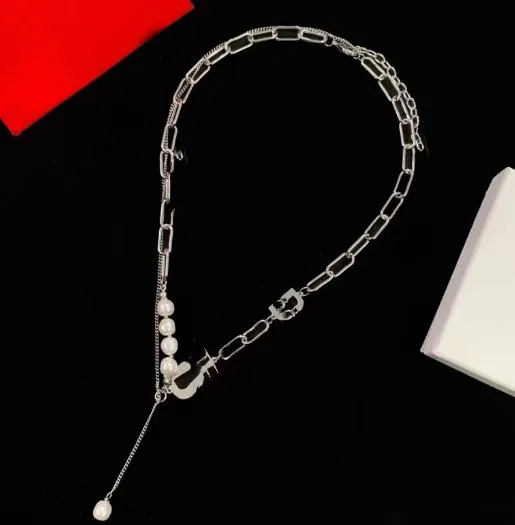 Top Brief Lock Kopf Halskette Weibliche Mode Persönlichkeit Herz Form Diamant Perle Kubanischen Link Kette