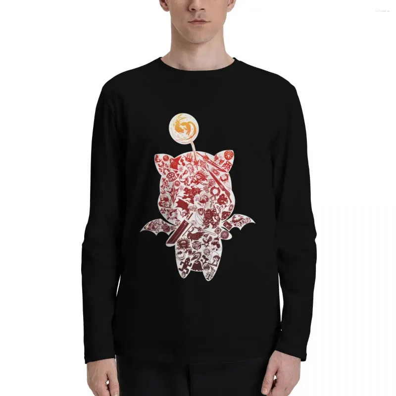 Herenpolo's Final Fantasy Moogle-verse (rood) T-shirts met lange mouwen Dierenprint Shirt voor jongens T-shirt A Boy Effen zwarte T-shirts Heren