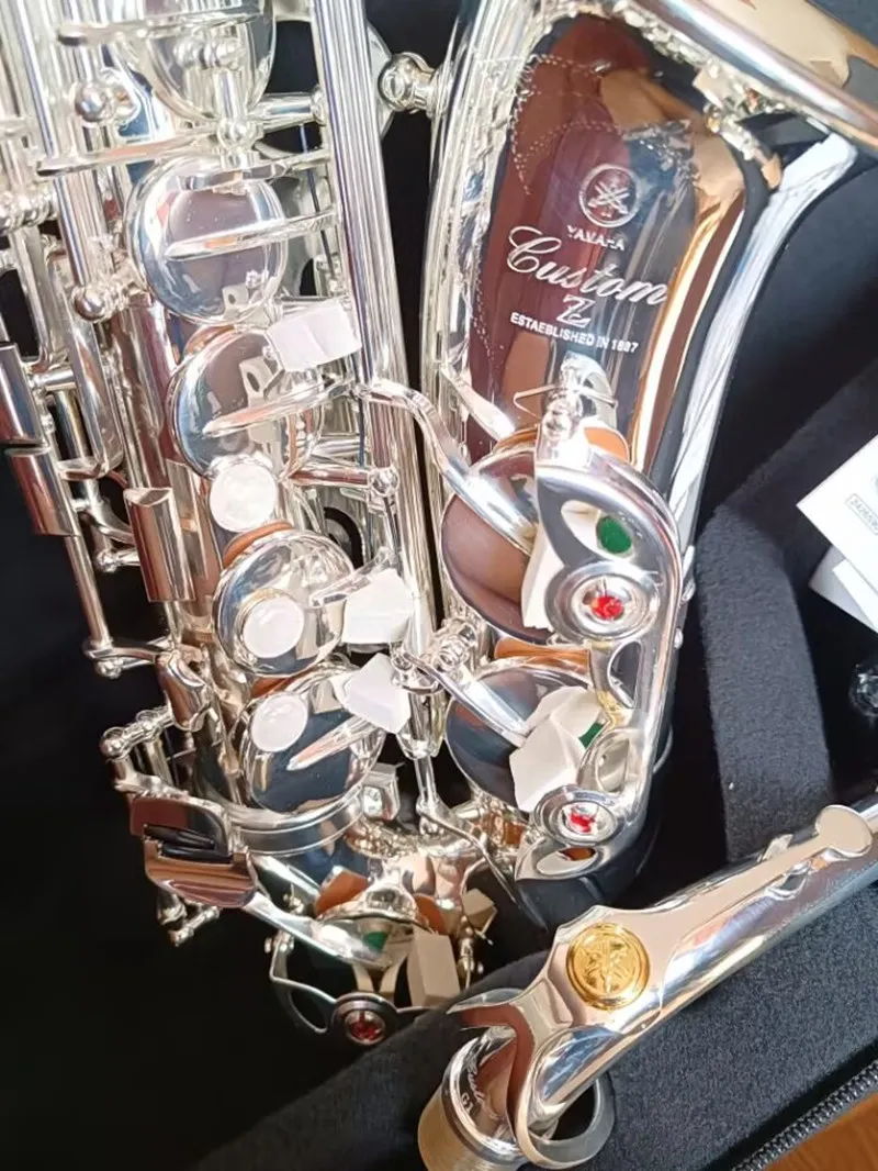 Saxofone alto prateado yas-82z, marca japonesa, saxofone de sopro, e-flat, instrumento musical super com remessa profissional, presente de boquilha