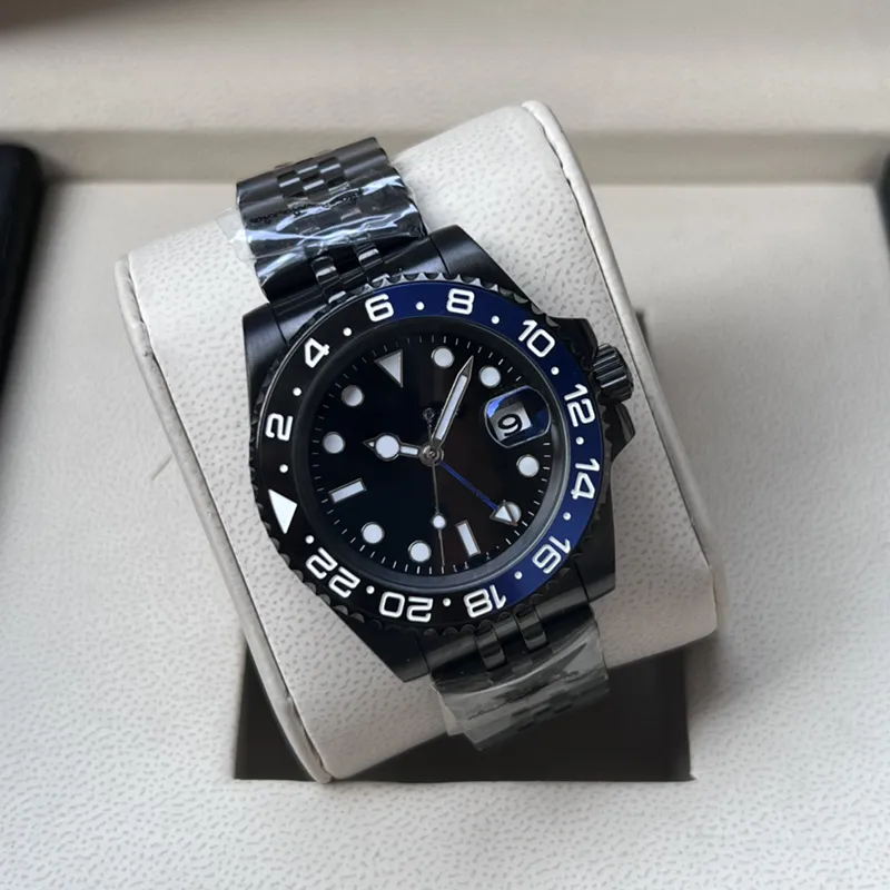 GMT mode herenhorloge 40 mm zwart groene keramische wijzerplaat 904L roestvrijstalen band Automatisch mechanisch uurwerk Horloge Luxe designer horloge Saffierglas wortelbier