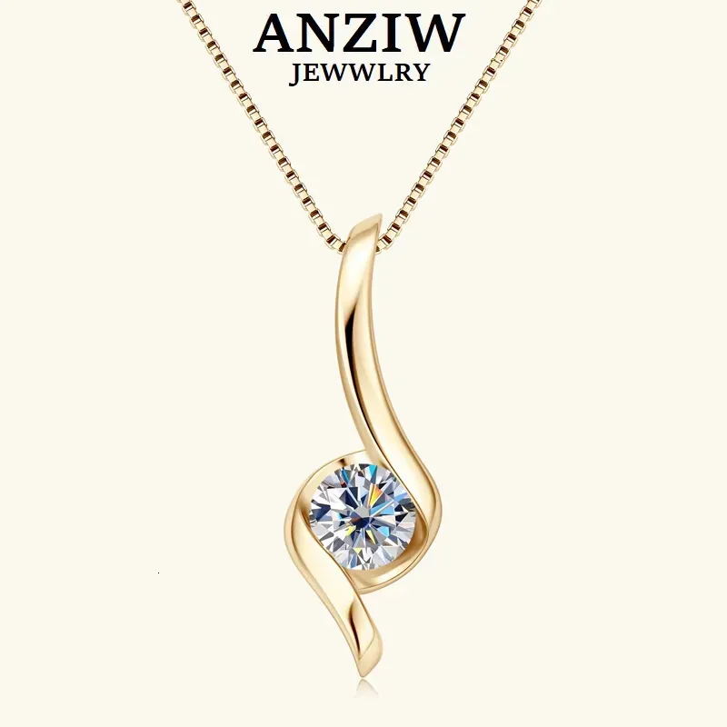 ペンダントネックレスAnziw Real 1.0Carat Twist Necklaces for Woman 100％925 Silver Drop Pendant認定トレンディファインジュエリーギフト231020