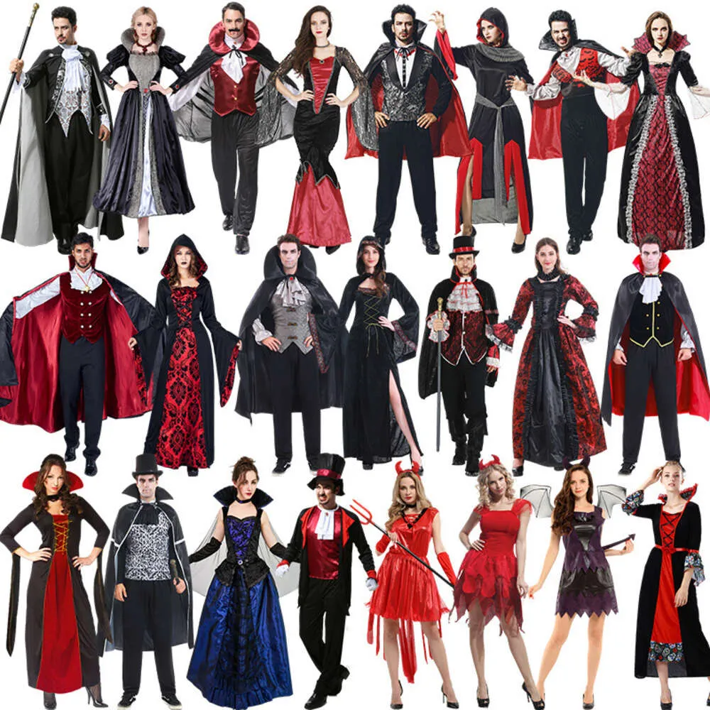 Trajes de Halloween Cos Horror Sexy Engraçado Adultos e Crianças Traje de Terror de Halloween Adulto Maquiagem Bola Demônio Rainha Role Playing Traje de Vampiro