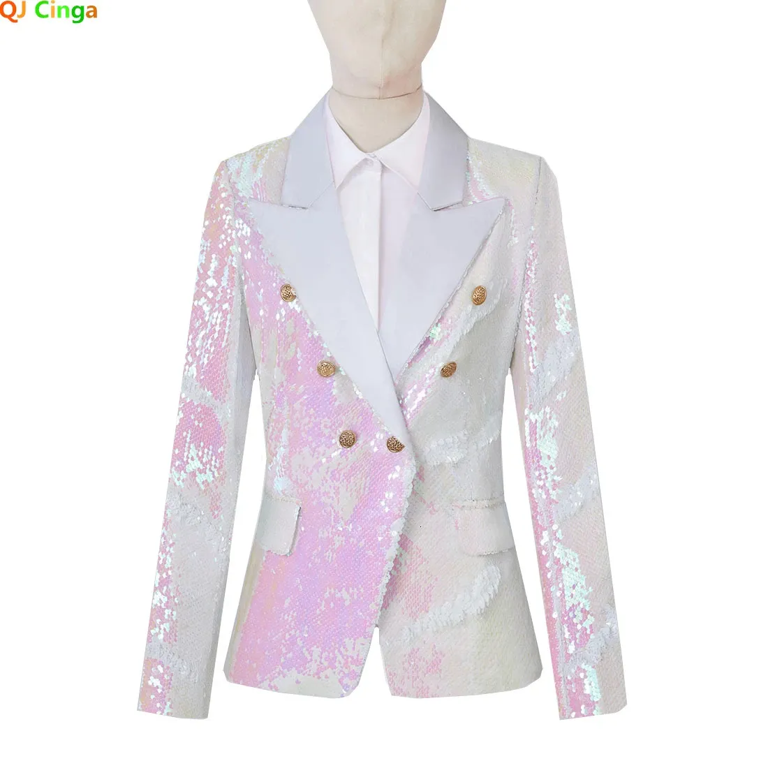 Damenanzüge-Blazer, Herbst-Damen, mit glänzenden Pailletten verziert, Anzugjacke, Hochzeits-/Party-/Aufführungskleid, Mantel, modische, schlanke Damen-Blazer, S-XXL231023