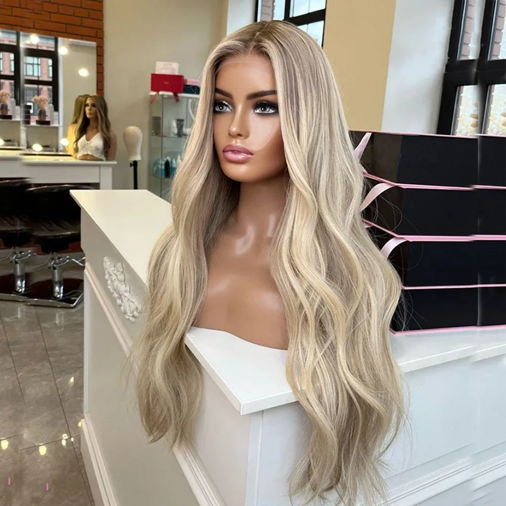 360 Lace Highlights Blonde Human Hair Wigs 613 Lace Frontal  display picture 1