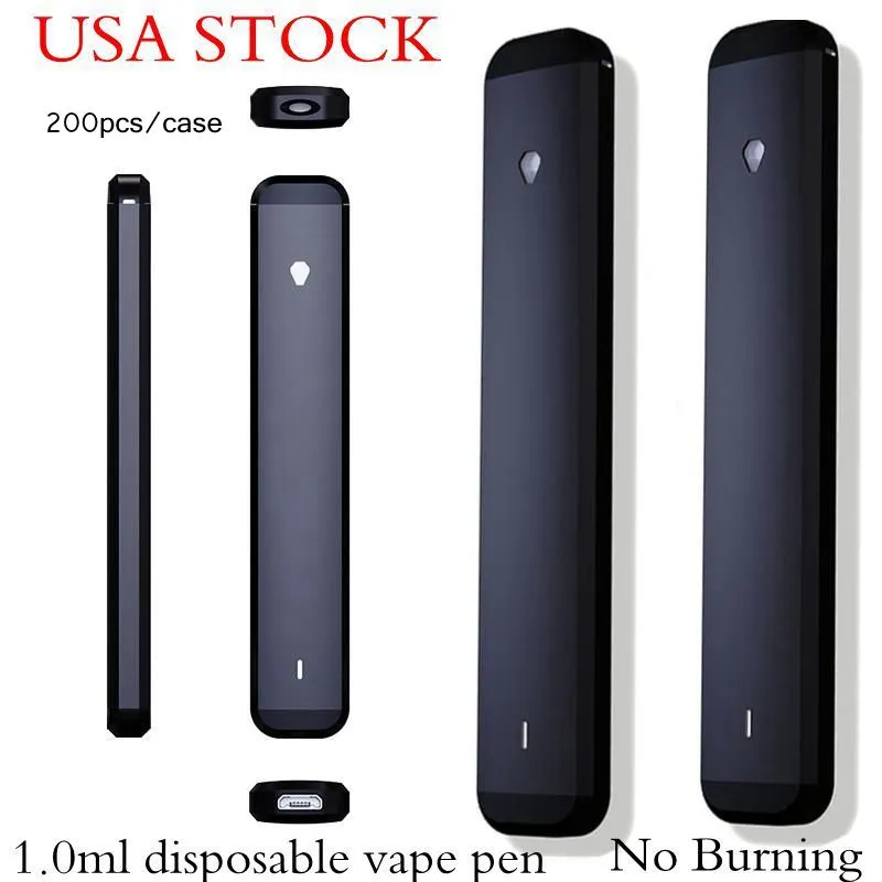 Stylo vide de 1,0 ml, batterie rechargeable de 280 mah, réservoir d'huile épais, entrepôt américain, personnalisation disponible, qualité promise, appareil D9, 200 pièces/étui