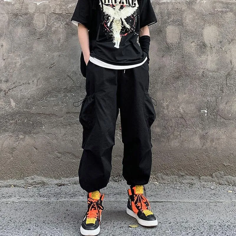 Men's Pants Men's Japanese Fashion Joggers Men Black Army Green Harajuku Cargo Large Both Side Pocket Street Man Wide Legs