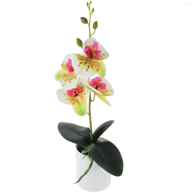 Dekorativa blommor Simulerad Potted Flower Fake Fake Faux Orchid Bonsai Desktop Artificial Realistic