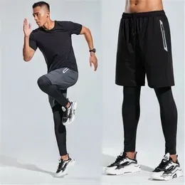 Men's Pants Mens Leggings With Shorts Compression Running Sports Long Pant GYM Tight Trouser