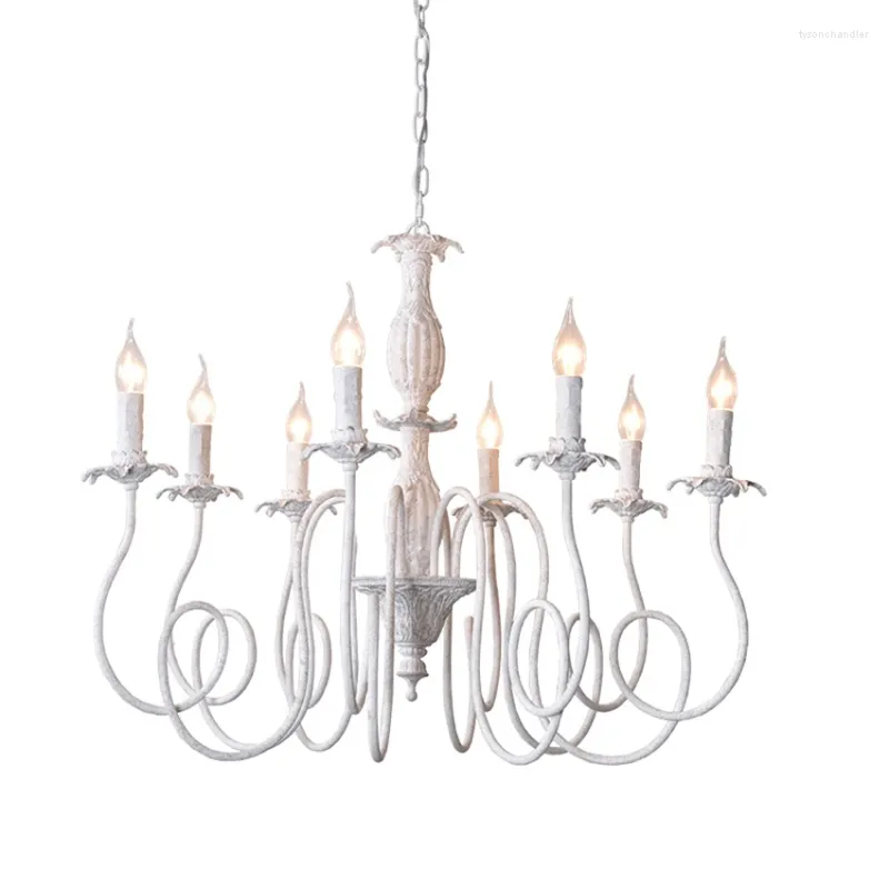 Chandeliers Nordic Retro White Candle Lights Living Room Lamps American Bedroom Dining Hanging Kitchen Decor Fixtures
