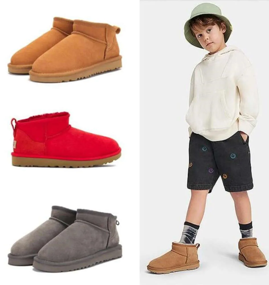 Mini Junge Mädchen Kinder Kinder Schneestiefel Schaffell Plüschfell warm halten mit Kartenstaubbeutel Klein 5281 Knöchel Weiche bequeme Freizeitschuhe Schöne Geschenke4585