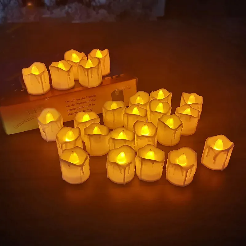 Ljus 122448PCS FLAMELESS LED Tea Light Wedding Romantic Lights For Birthday Party Home Decor 231023