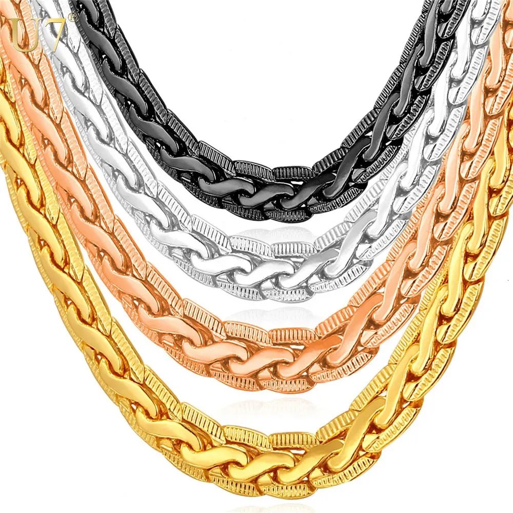 Chokers U7 Qualität Gold Farbe Männer Schmuck Halskette Großhandel Einzigartiges Design Trendy 6 MM 55 CM Schlangenkette Halskette N333 231021