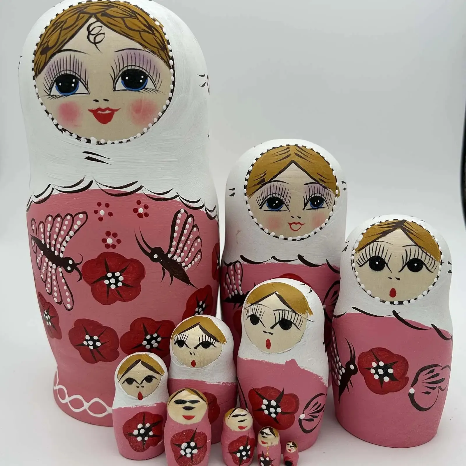 Bonecas 10 pcs criativo russo nidificação boneca matryoshka bonecas aninhadas brinquedos para mesa armário decoração ornamento presentes de aniversário 231023