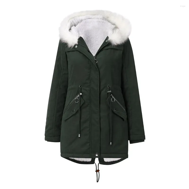 Piumino da donna Bozhi 2023 Cappotto invernale con cappuccio Collo in pelliccia calda Moda Giacca tutto-fiammifero Vita sottile Minimalista Vento