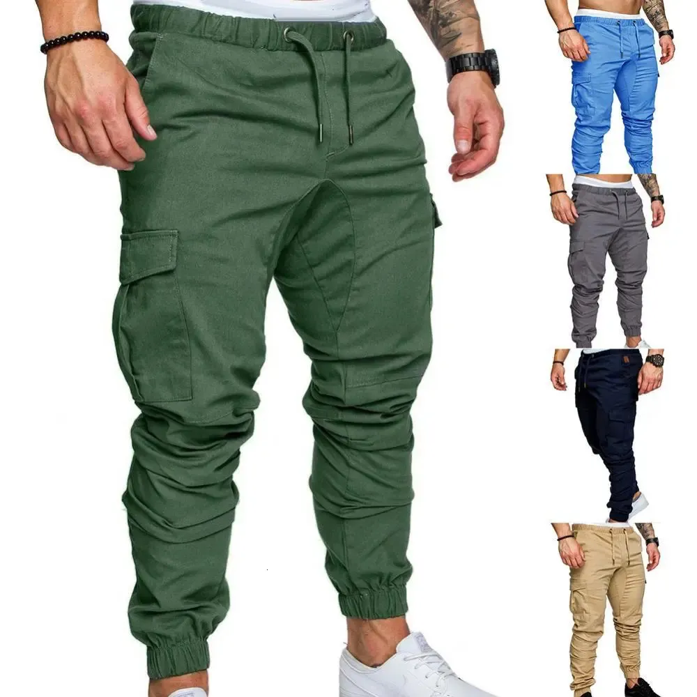 Calças masculinas 50% calças de jogging casuais de cor sólida calças de bolso calças esportivas calças masculinas rua hip halen jogging calças 231023