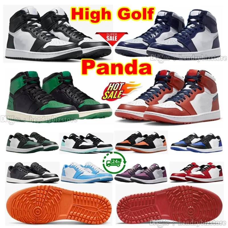 1s Bred Golf Mule Unc 1 Rinnande skor Hög patent Midnatt Navy Panda Låg cool grå Gamma Blue Mens som ger Bordeaux Metallic Green Neutral Olive Sneakers Trainers