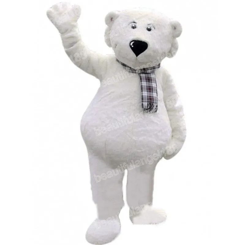 Halloween White Polar Bear Mascot Costumes Top Quality Cartoon Theme Character Carnival Unisex Vuxna Performance Outfit Christmas Party Outfit Suit