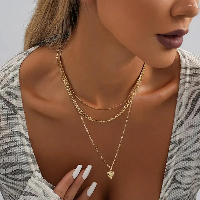 Pendant Necklaces Creative Gold Plated Copper Chain Love Multi