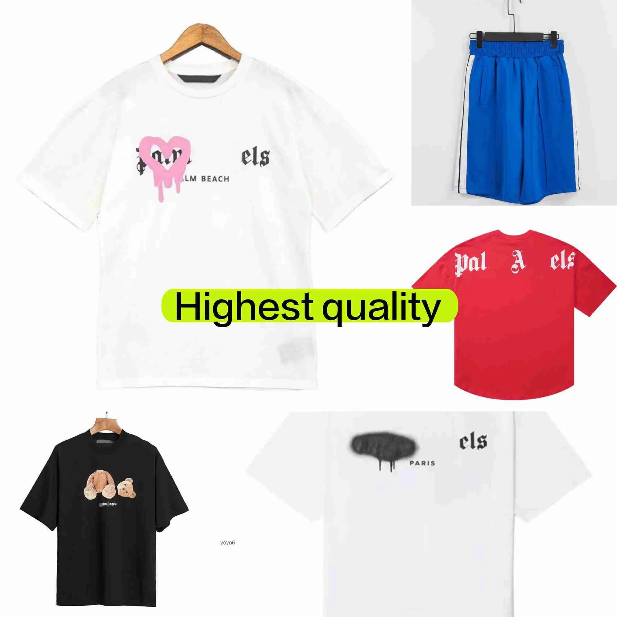 Palm Angle T-Shirts Designer T-Shirt Kleidung Palmen Shirts Mode Sprühfarbe Graffiti Paar Ärmel High Street Loose Tide Marke Off White Palm Shirt Y25G