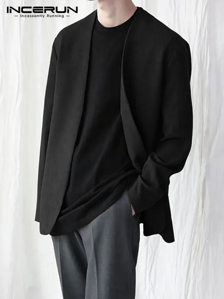 Collarless blazer men best sale