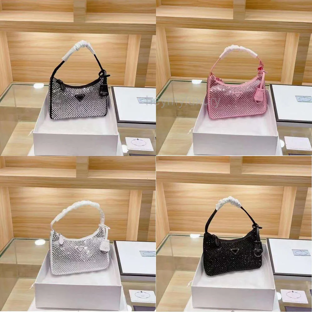 Designer Diamond Crystal Leather Shoulder Bag Re Edition Hobo With