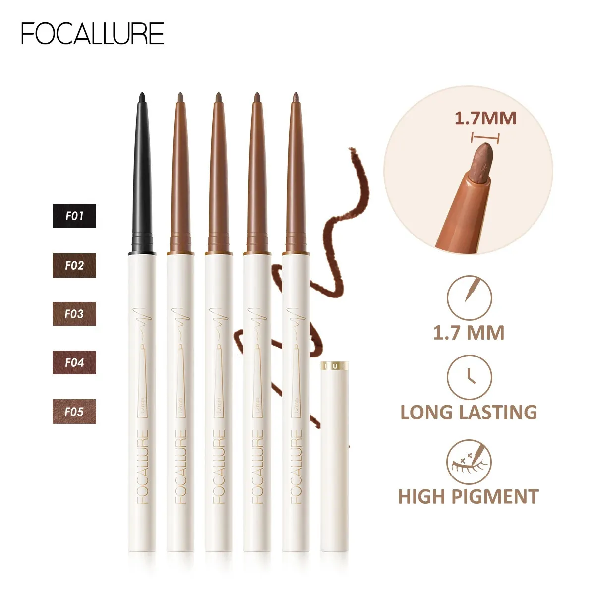 Eye Shadow FOCALLURE Ultra-slim Eyeliner Gel Pencil Long Wear Waterproof Soft High Pigment Long-lasting Eye Makeup Tools Women Cosmetics 231023