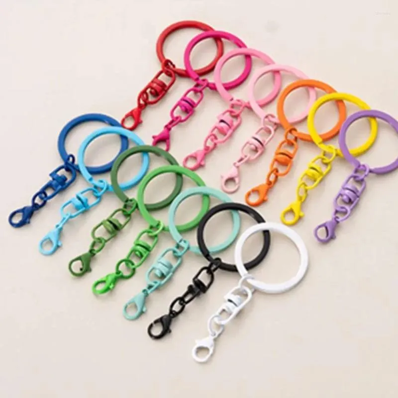 Keychains 10Pcs 30mm Candy Color Key Rings 68mm Long Lobster Clasps Hook With Rotating Buckle For DIY Jewelry Making Chain Connector