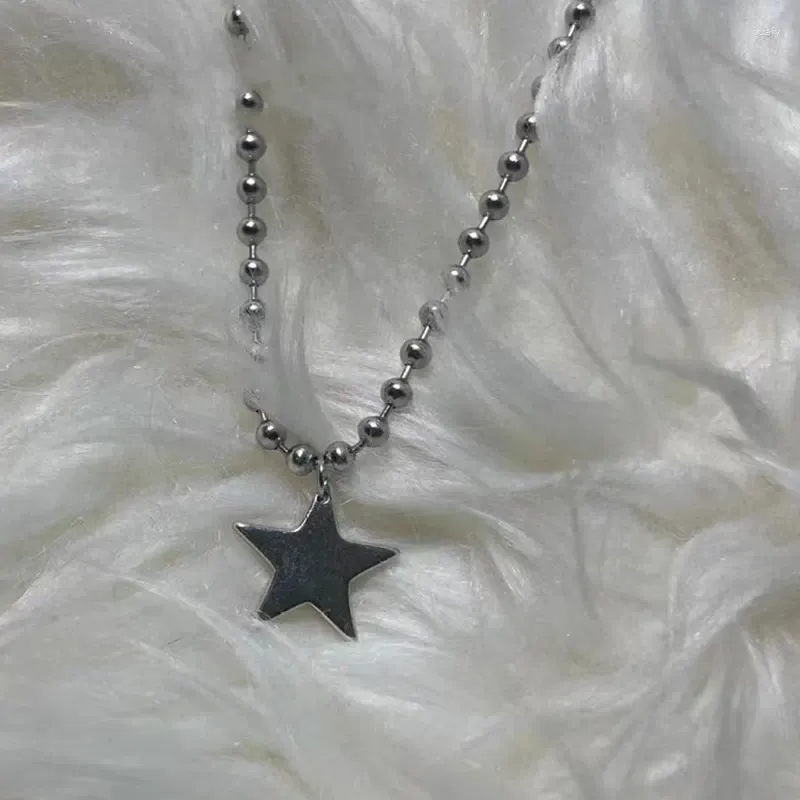 Pendentif Colliers Pentagram Star Collier Minimaliste Hip Hop Perles Chaînes Pour Femmes Egirls Y2K Bijoux De Mode Coréen Cool Style