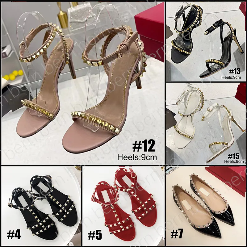 Sandali piatti con tacco alto e rivetti da donna di qualità Premium/OK, scarpe singole, regali per le donne EU35-42