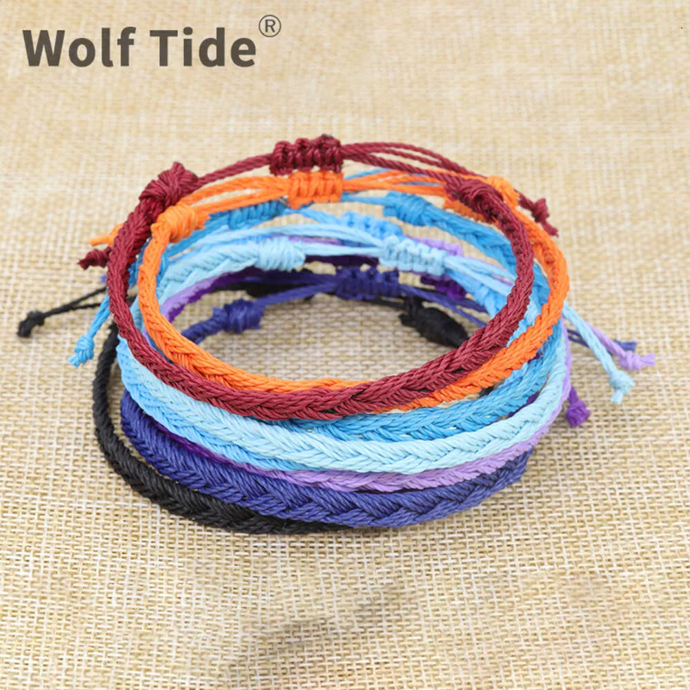 Pulseira boêmia com fio de cera à prova d'água, corda de surfista de praia, pulseira da amizade da sorte, ajustável para mulheres, meninas, amuletos, vsco, joias estéticas para meninas, atacado