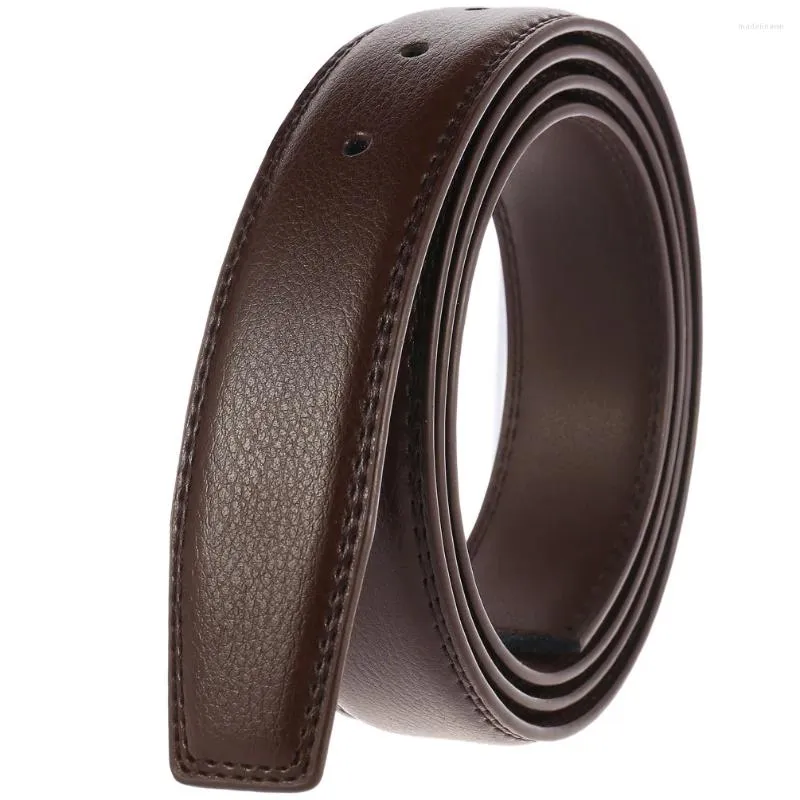 Belts Fashion Pin Smooth Leather Belt Body Strap With Holes No Buckle 3.5cm Width Black Coffee 110cm 120cm 130cm