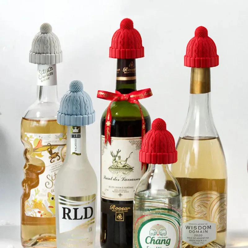 Bar Tools Christmas Hat Shaped Silicone Wine Bottle Stopper Cap Beer Champagne Plug Sealed Home Decorative 231023