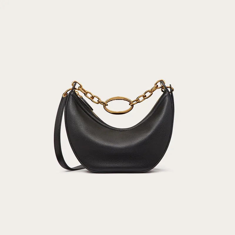 Moon Chain Leather Hobo Bag Handväskor Crossbody Axel underarm kuvert shoppingväskor handväska handväska kvinnor vintage karamell färg mode borttagbar rem