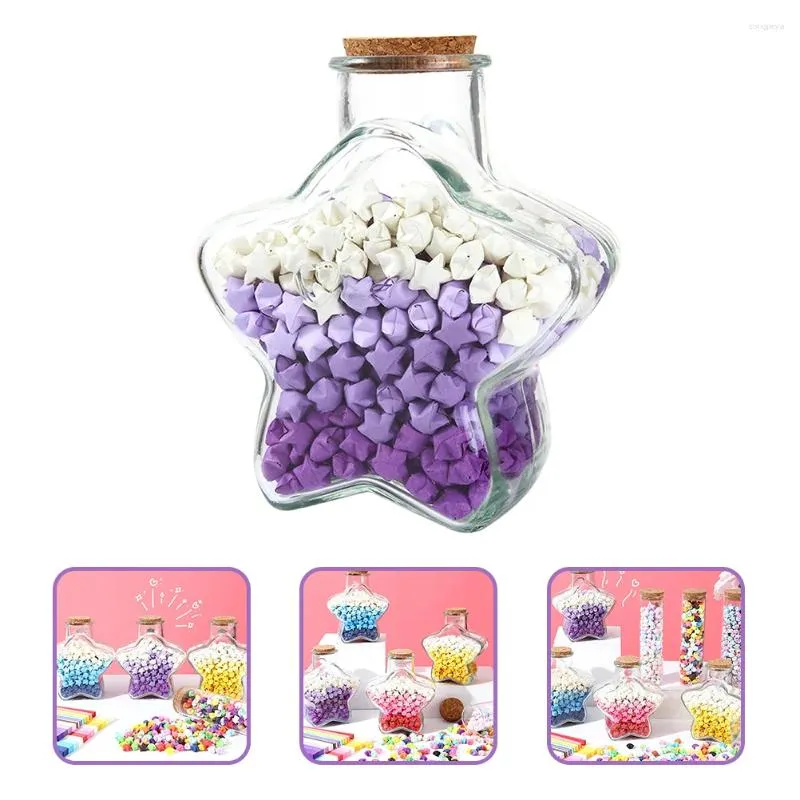 Storage Bottles Origami Star Paper Strip Mini Glass Tape Strips Cellophane Purple Decor