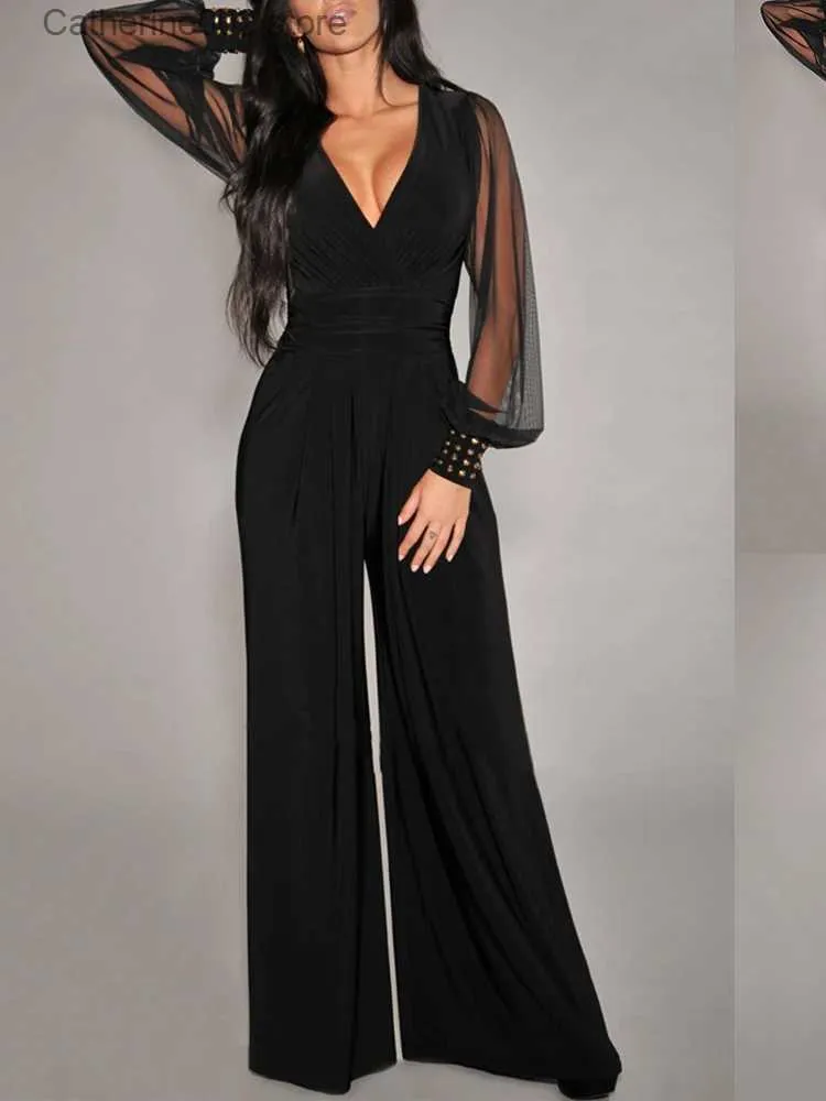 Kobiety Jumpsuits Rompers kombinezon kobiety eleganckie biuro ułożyły bodysuit długie rękawy kombinezon seksowne czarne jedno kawał