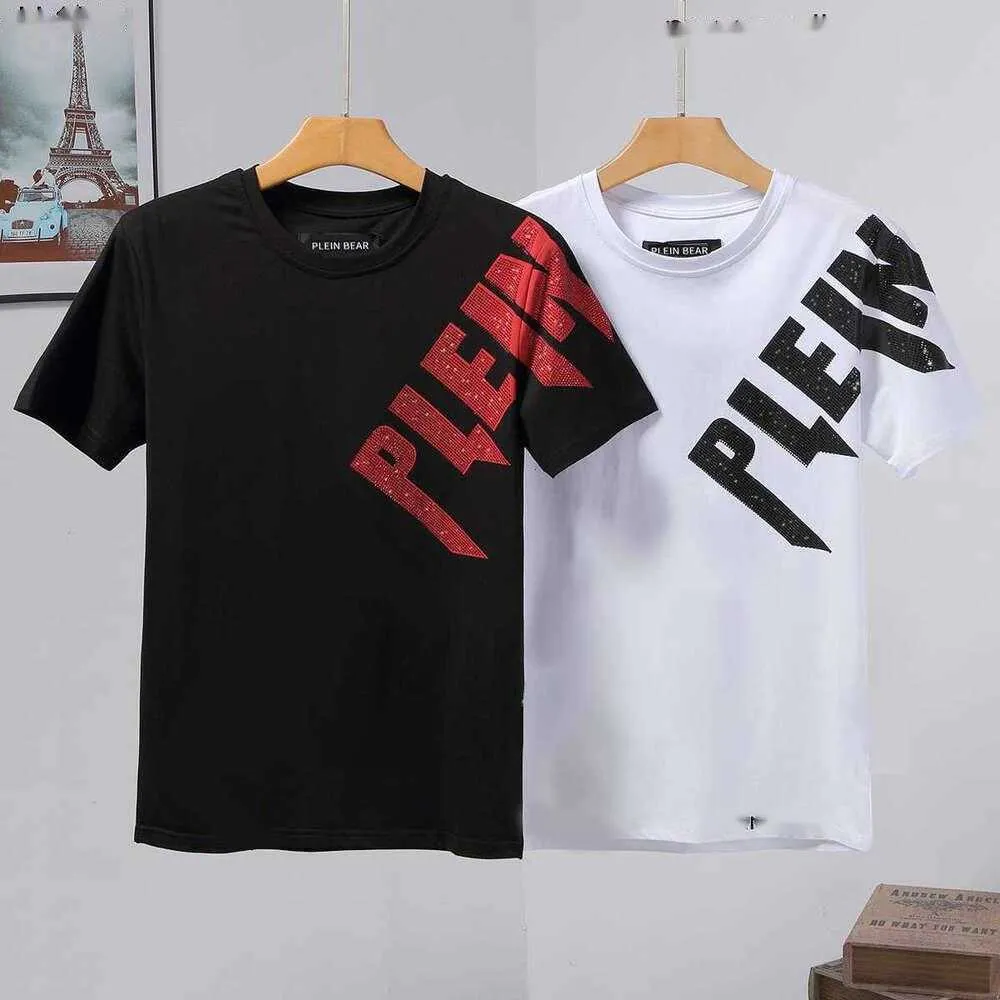 Streetwear Tshirt Plein Clássico Camisetas Philipps Top T PP Camisa Mens Hip Designer Qualidade T-shirts Hop Rhinestone Homens Crânio Casual Urso Alta Tees Pb 13 Zym1