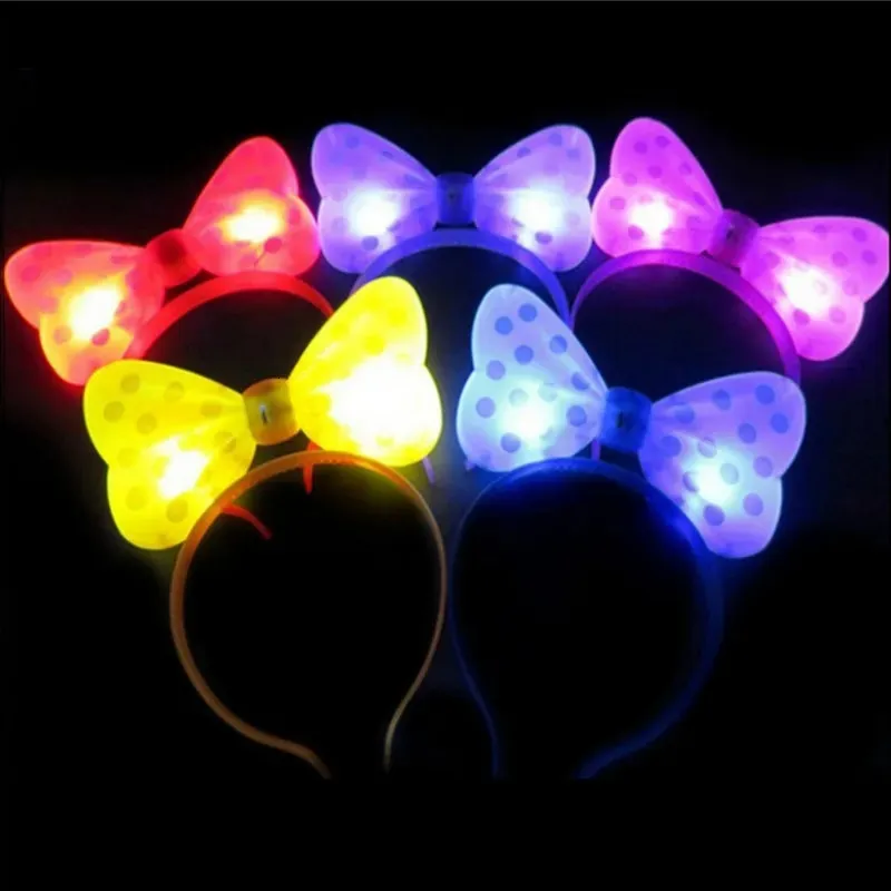 Party Hats 5 10pcs LED Horn Headband Multicolor Luminous Earrings Bow Hair Accessories Wedding Decoration Prop 231023