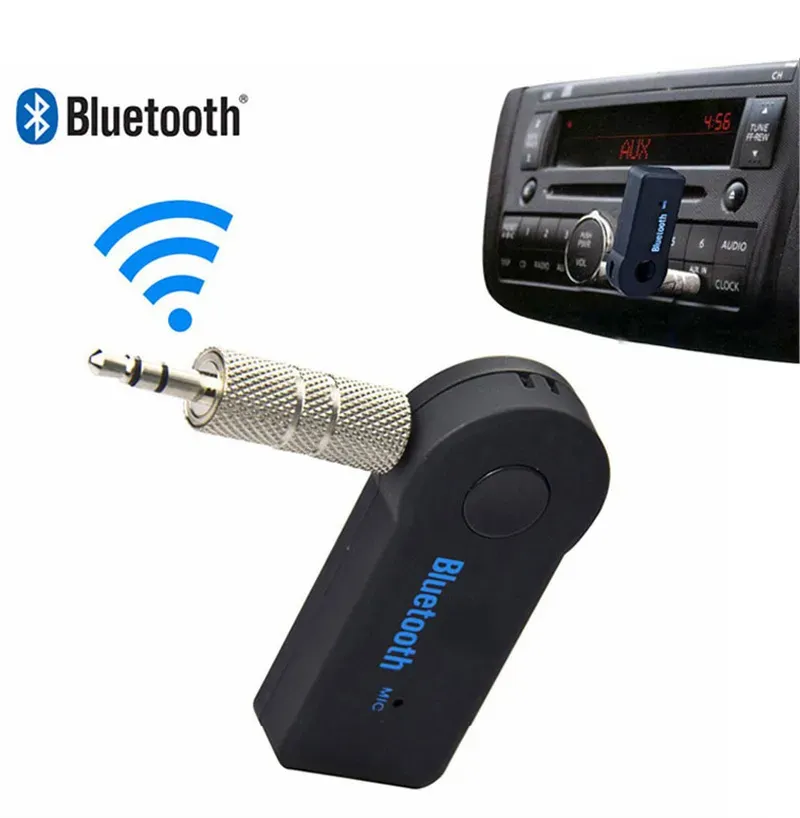 Universal 3,5 mm Bluetooth Car Kit A2DP Wireless FM Sändare Aux Audio Music Mottagare Adapter Handsfree med MIC för telefon MP3 LL